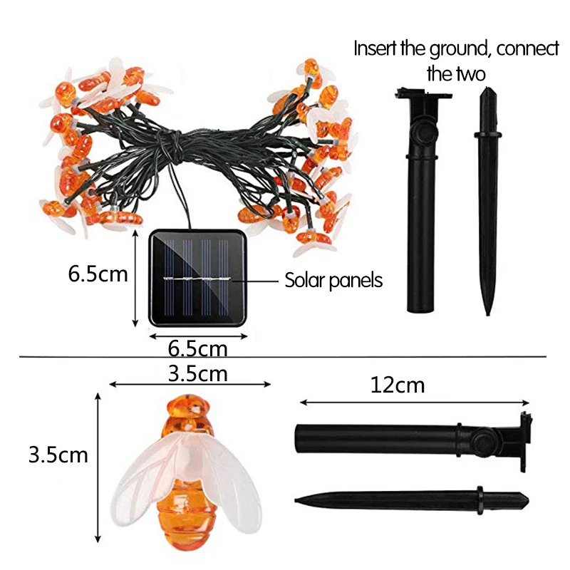 New Solar Powered 20/50 LED Bee Shaped String Lights Battery Operated Christmas Holiday Party Garden Decorative Fairy Lights
New Solar Powered 20/50 LED Bee Shaped String Lights Battery Operated Christmas Holiday Party Garden Decorative Fairy Lights