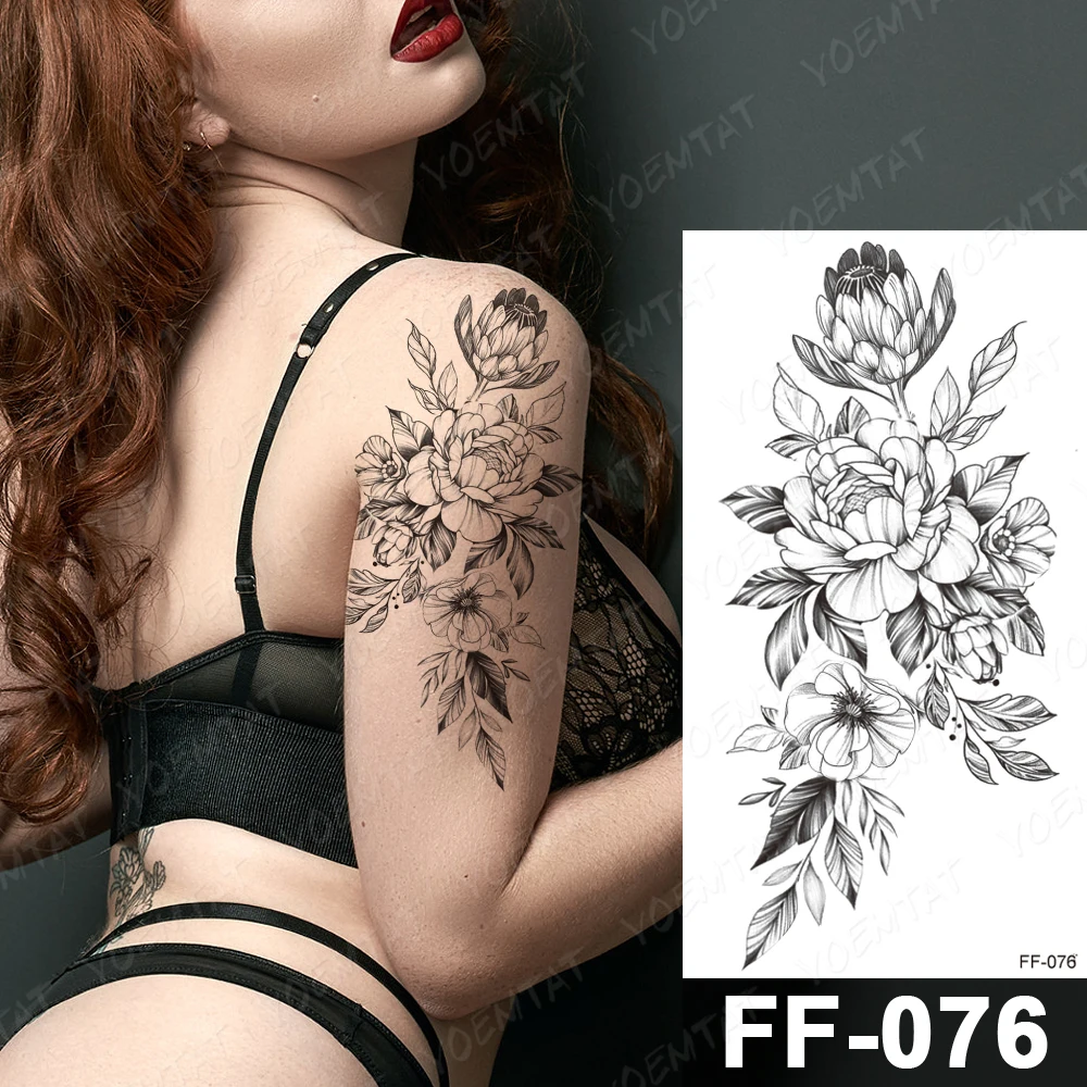 Waterproof Temporary Tattoo Stickers Peony Flower Black Flash Tattoos Female Minimalist Black Sexy Body Art Arm Fake Tatto Women
Waterproof Temporary Tattoo Stickers Peony Flower Black Flash Tattoos Female Minimalist Black Sexy Body Art Arm Fake Tatto Women