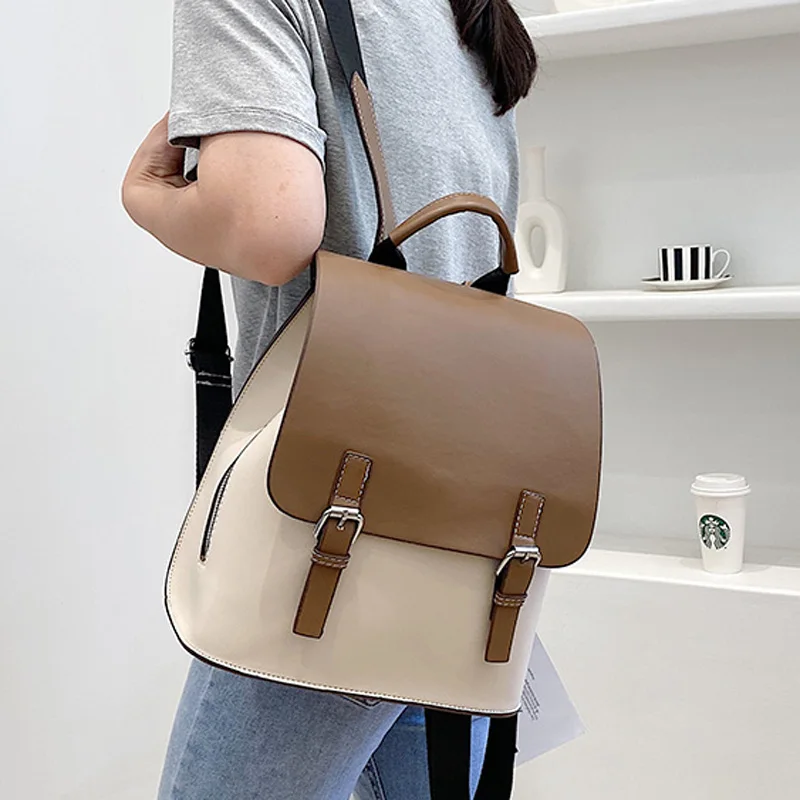 Simple Contrast Color PU Leather Backpacks For Women 2022 Fashion Female Double Shoulder Bags School Teenagers Girls Rucksack
Simple Contrast Color PU Leather Backpacks For Women 2022 Fashion Female Double Shoulder Bags School Teenagers Girls Rucksack