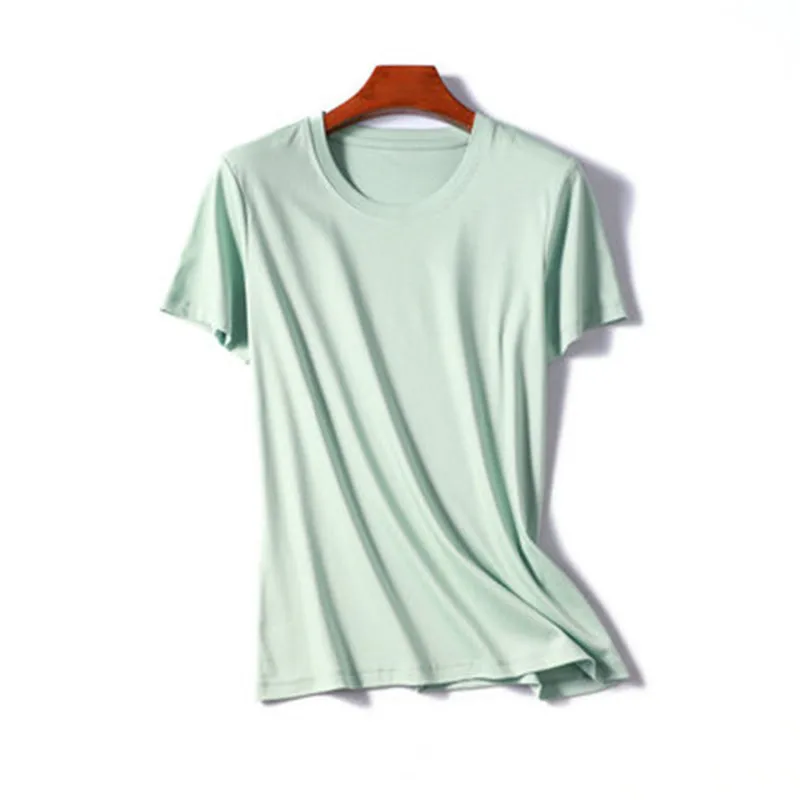 High Quality 80 Thread Mercerized Cotton Short Sleeve T-shirt Summer Women Basic Solid Tee Shirt Female Tops 100% Cotton
High Quality 80 Thread Mercerized Cotton Short Sleeve T-shirt Summer Women Basic Solid Tee Shirt Female Tops 100% Cotton
