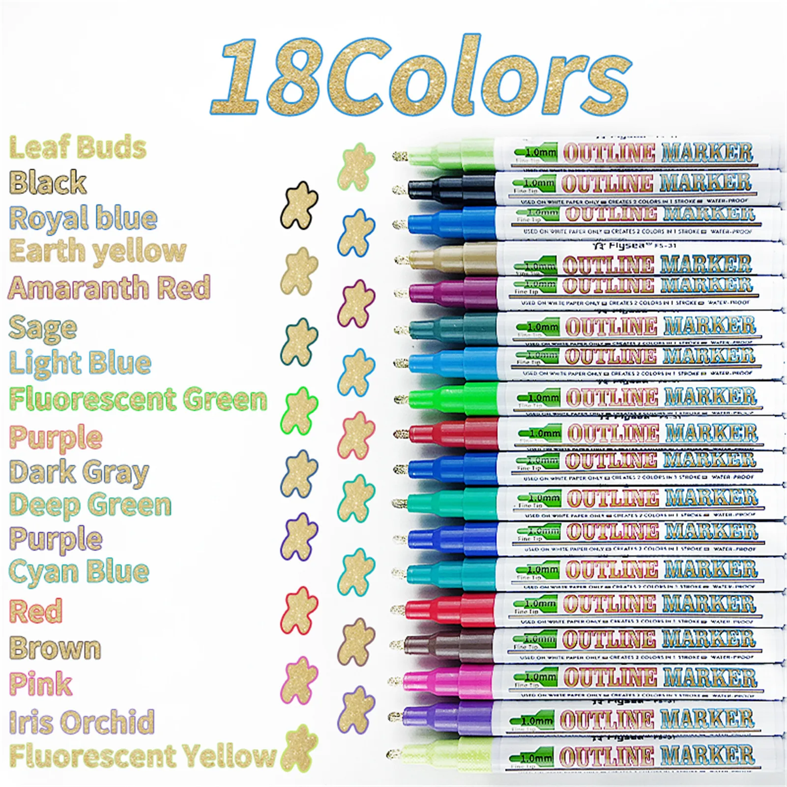 12/18 Colorful Double Line Pen Magic Outline Color Drawing Marker Pen Flashing Pen For DIY Painting School Poster Supplies
12/18 Colorful Double Line Pen Magic Outline Color Drawing Marker Pen Flashing Pen For DIY Painting School Poster Supplies