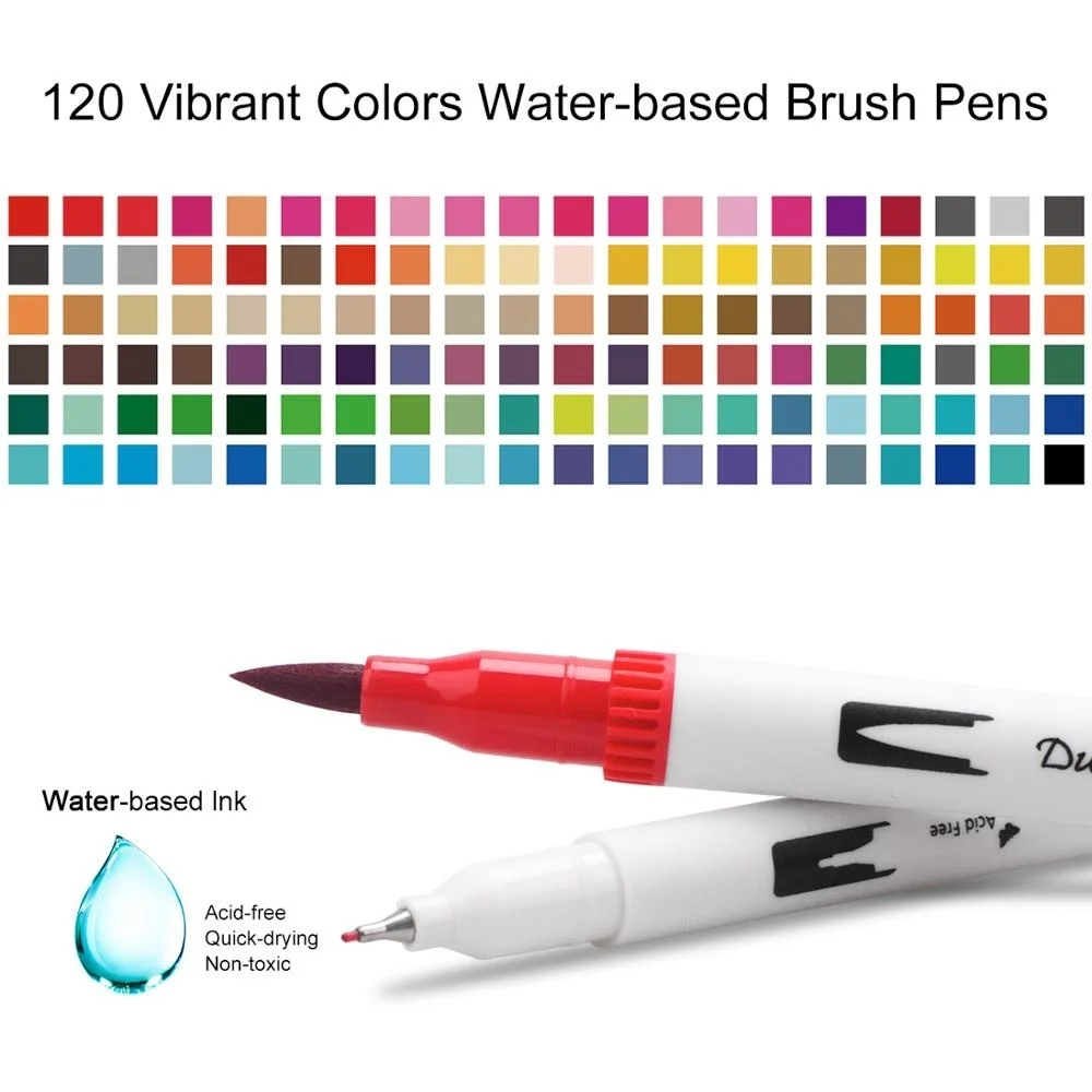 Up to 120 Color Dual Brush Art Markers Pen Fine Tip and Brush Pens Drawing Painting Watercolor Art Marker Pens School Supplies
Up to 120 Color Dual Brush Art Markers Pen Fine Tip and Brush Pens Drawing Painting Watercolor Art Marker Pens School Supplies