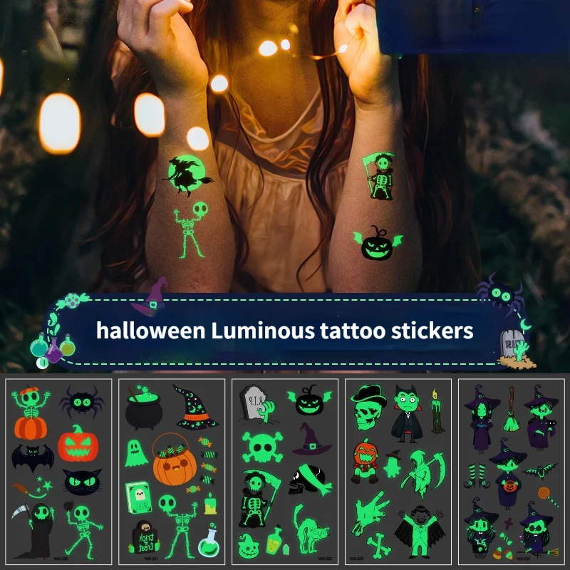 10pcs Halloween Temporary Tattoos Luminous Waterproof Cartoon Halloween Tattoos Stickers for Kids Boys Girls Party Favors
10pcs Halloween Temporary Tattoos Luminous Waterproof Cartoon Halloween Tattoos Stickers for Kids Boys Girls Party Favors