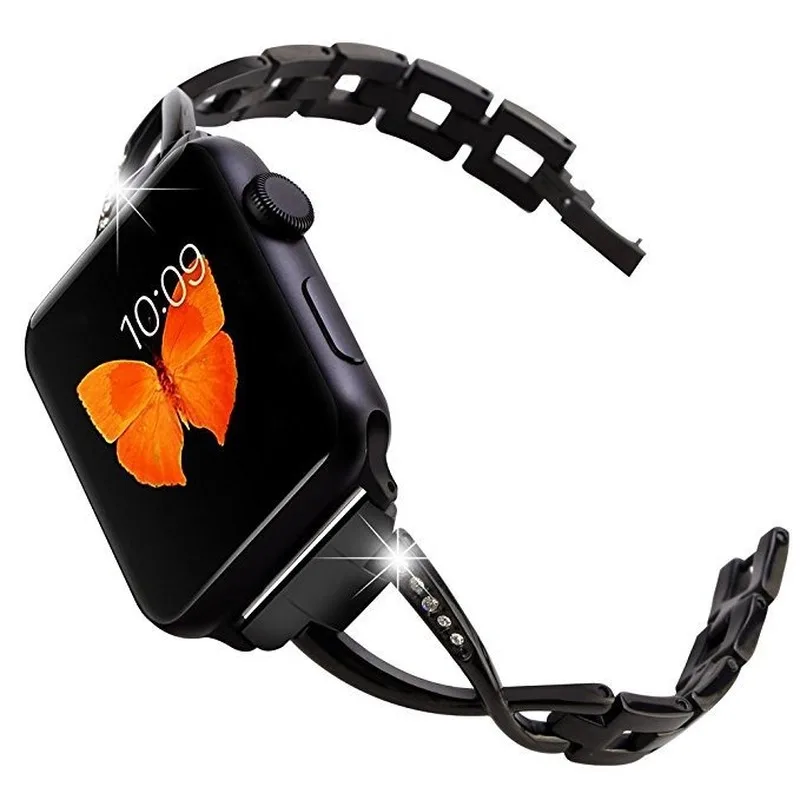 Новая Коллекция х Острый нержавеющая сталь наручных часов iWatch полосы 38 мм 40 42 44