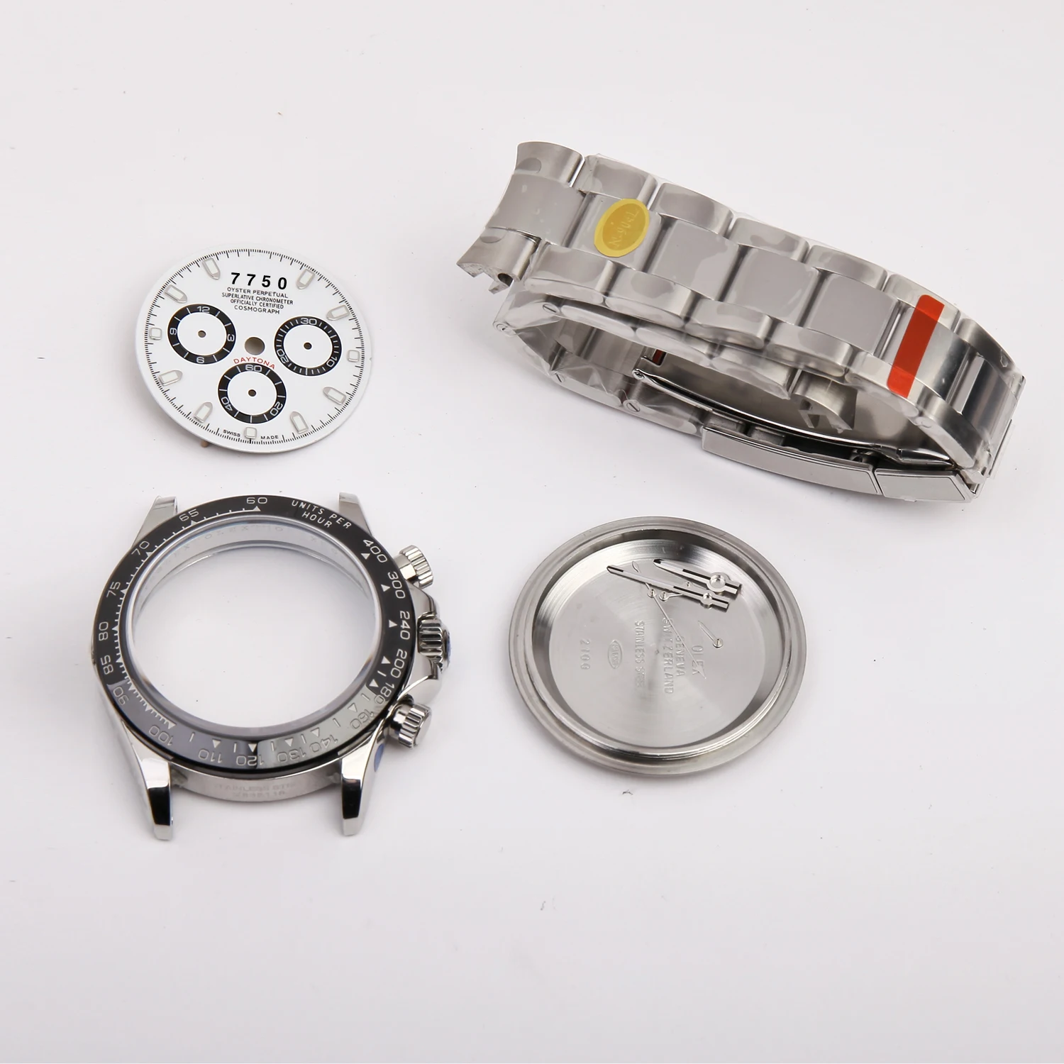 

FIT ETA 7750 / china dandong 7753 movement watch repair parts for daytona chronograph watch case kit 904l steel