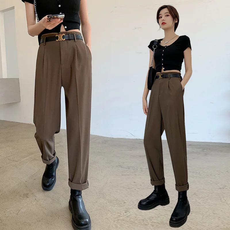 GUUZYUVIZ High Waist Straight Harem Pants Casual Loose Plus Size Korean Trousers Women Elegant Office Belt Pantalones De Mujer 
GUUZYUVIZ High Waist Straight Harem Pants Casual Loose Plus Size Korean Trousers Women Elegant Office Belt Pantalones De Mujer
