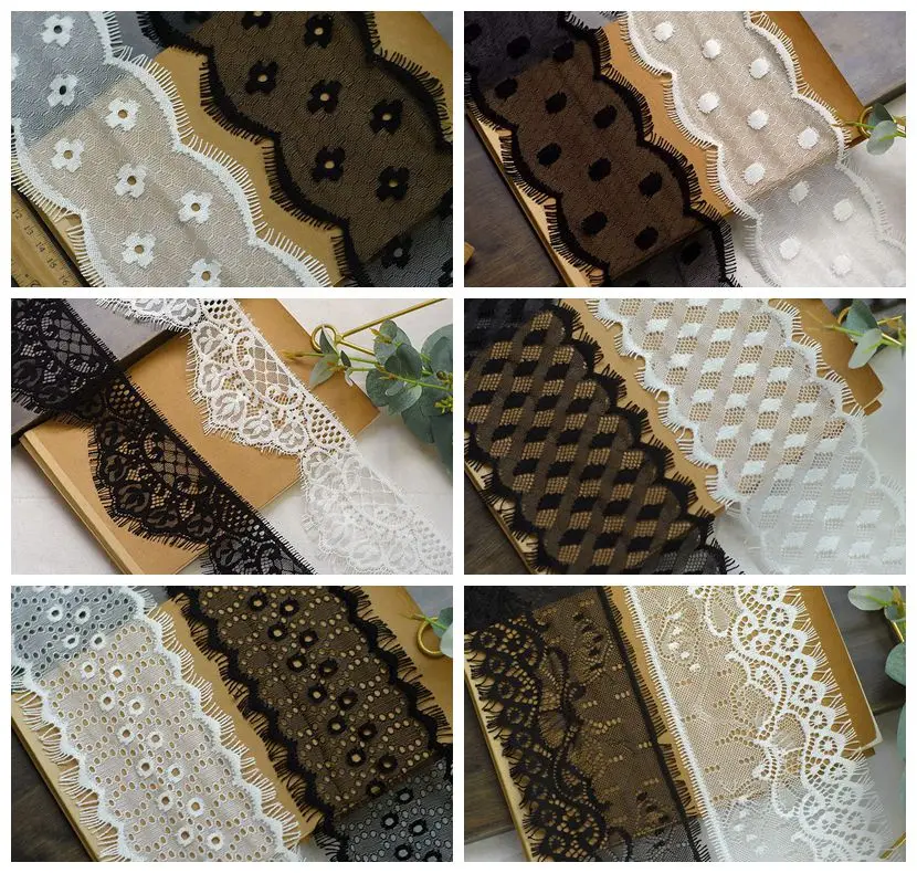 wholesale 15 meters, gowns, dresses lace 2020 9 Styles High quality lace accessories for sewing, eyelash lace off white, black
wholesale 15 meters, gowns, dresses lace 2020 9 Styles High quality lace accessories for sewing, eyelash lace off white, black