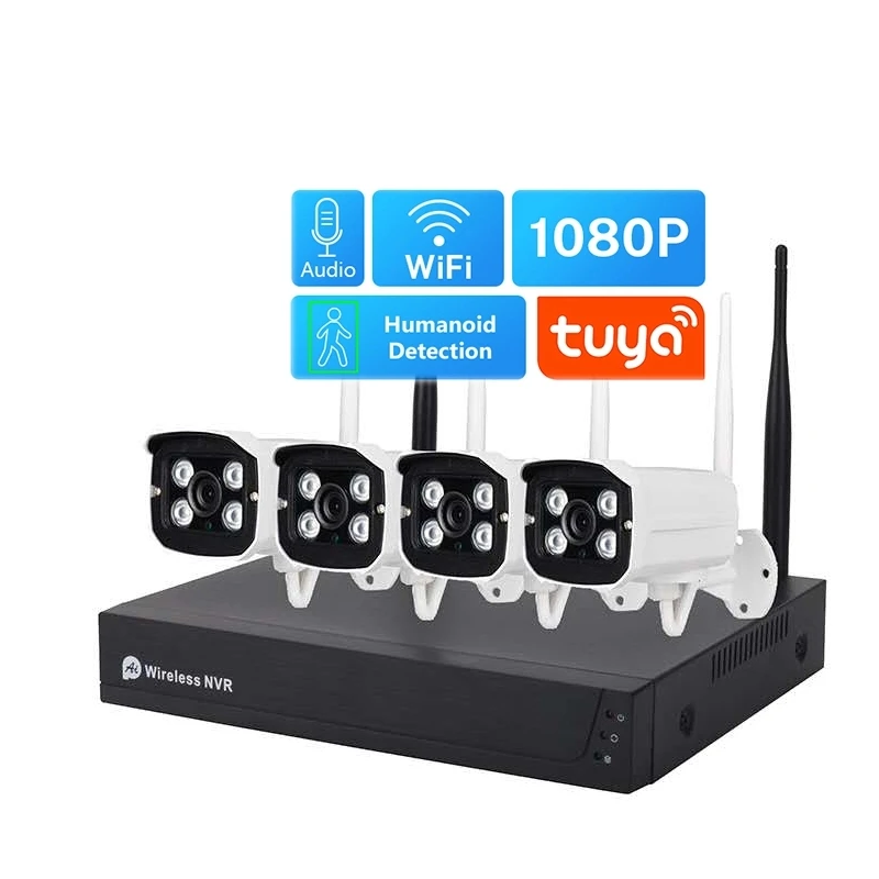 TUYA 4CH 1080P 2MP Video recorder wireless ip camera kit system wifi cctv camera
TUYA 4CH 1080P 2MP Video recorder wireless ip camera kit system wifi cctv camera