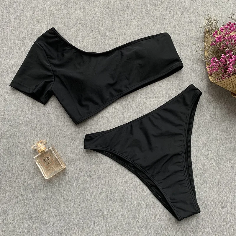 One Shoulder Bikini Women's Swimsuit High Waist Swimwear Sexy Biquini Solid Color Ribbed Beachwear Brazilian Bikinis 2021
One Shoulder Bikini Women's Swimsuit High Waist Swimwear Sexy Biquini Solid Color Ribbed Beachwear Brazilian Bikinis 2021