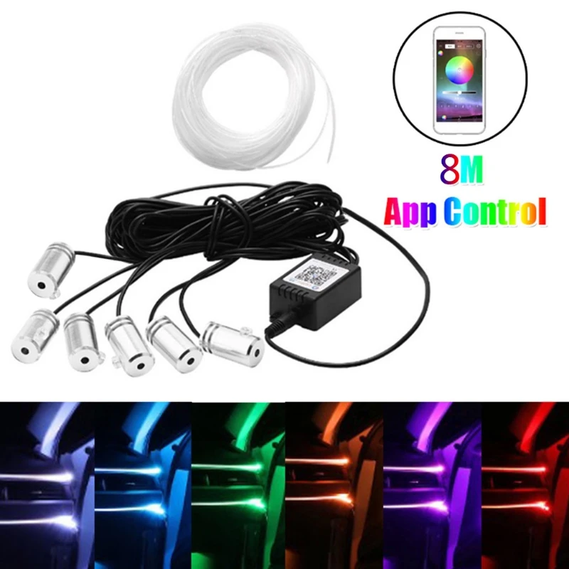 RGB LED Strips Ambient Light APP Bluetooth Control for Car Interior Atmosphere Light Lamp DIY Music 8M Fiber Optic Band
RGB LED Strips Ambient Light APP Bluetooth Control for Car Interior Atmosphere Light Lamp DIY Music 8M Fiber Optic Band