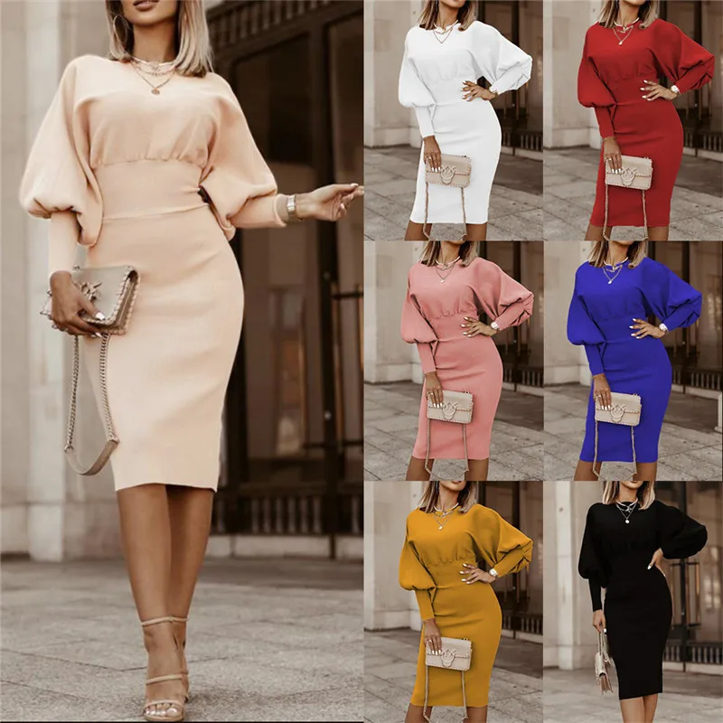 WJFZQM Fashion O-neck Lantern Sleeve Pencil Dress Women 2020 Autumn Winter Bodycon Elegant Office Woman Yellow Dress Robe Femme
WJFZQM Fashion O-neck Lantern Sleeve Pencil Dress Women 2020 Autumn Winter Bodycon Elegant Office Woman Yellow Dress Robe Femme