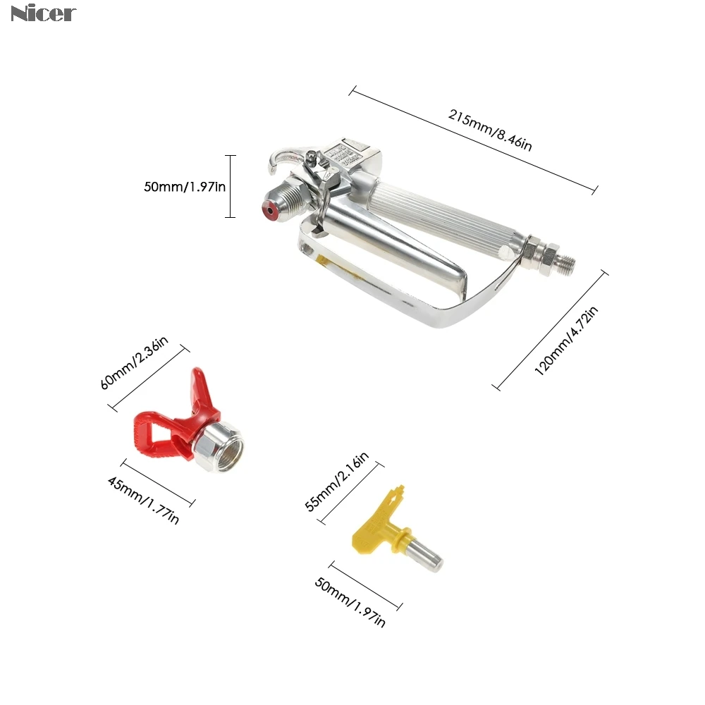 3600PSI High Pressure Airless Paint Spray Gun +517 Spray Tip + Nozzle Guard For Wagner Titan Pump Sprayer Spraying Machine
3600PSI High Pressure Airless Paint Spray Gun +517 Spray Tip + Nozzle Guard For Wagner Titan Pump Sprayer Spraying Machine