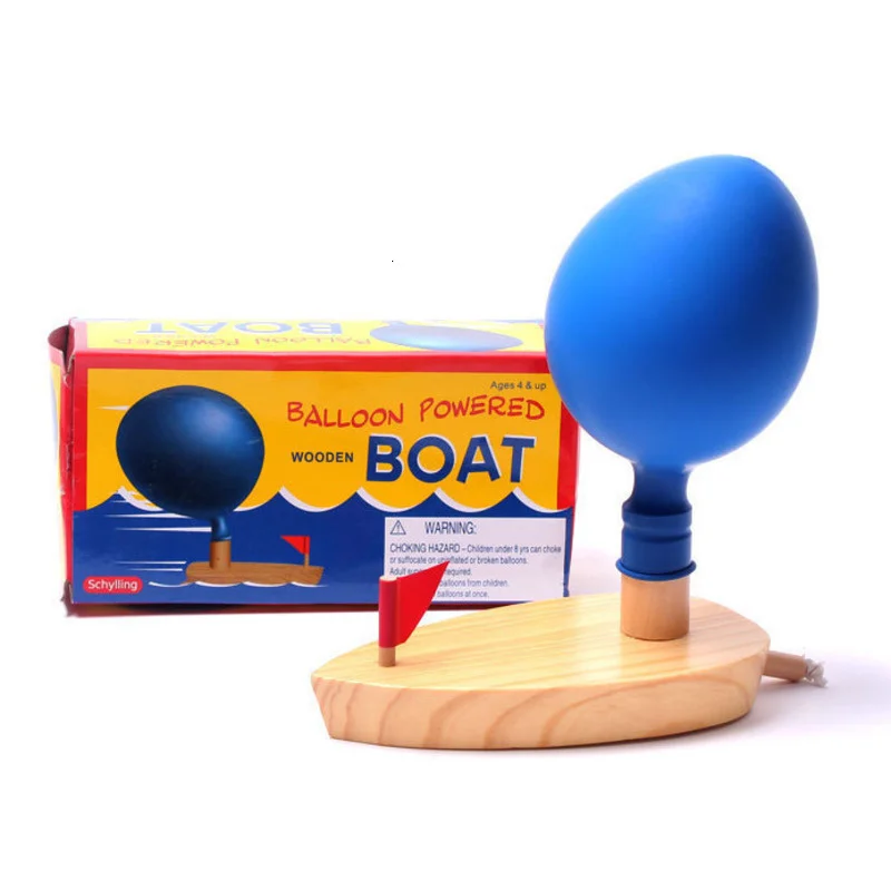 

Kids Bath Toys Wooden Balloon Powered Boat Science Experiment Learning Classic Educational Early Development Toys For Children