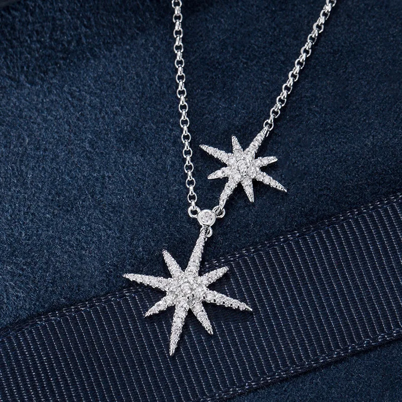 Six-pointed star necklace female 925 silver set with diamond three meteor pendant double meteor sweater chain single meteor chai
Six-pointed star necklace female 925 silver set with diamond three meteor pendant double meteor sweater chain single meteor chai