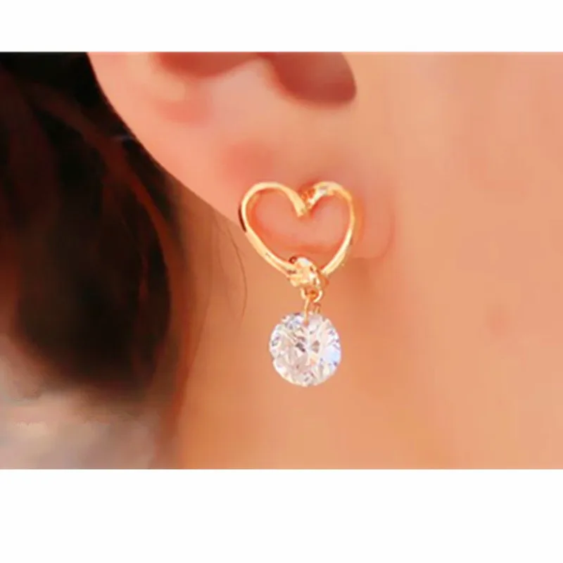 Фото Серьги с натуральным кристаллом в форме сердца серьги висюльки для женщин