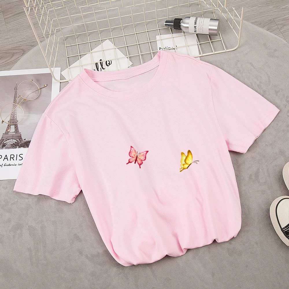 Футболка женская с круглым вырезом, милая эстетичная рубашка в стиле K-POP, с коротким рукавом, с бабочками
Футболка женская с круглым вырезом, милая эстетичная рубашка в стиле K-POP, с коротким рукавом, с бабочками