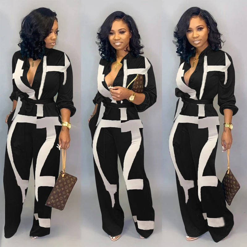 Woman's Casual Black and White Jumpsuit for Women Button up Romper New Fashion With Pockets Tie up One-piece Pants loose 2021
Woman's Casual Black and White Jumpsuit for Women Button up Romper New Fashion With Pockets Tie up One-piece Pants loose 2021