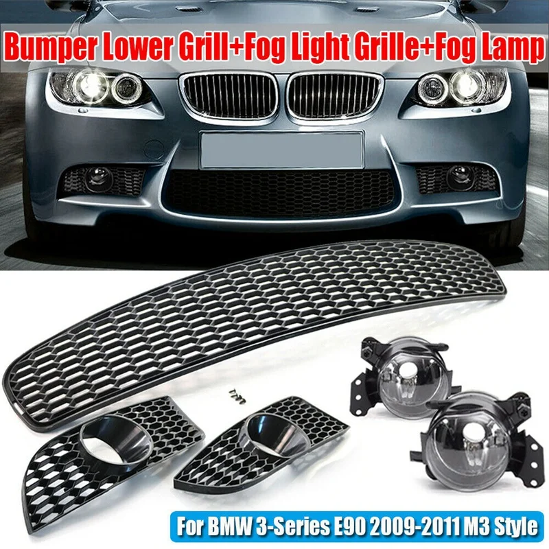 Front Lower Bumper Grille Fog Light Grill + Fog Lamp Kit for BMW 3-Series E90 E92 E93 2009-2011
Front Lower Bumper Grille Fog Light Grill + Fog Lamp Kit for BMW 3-Series E90 E92 E93 2009-2011