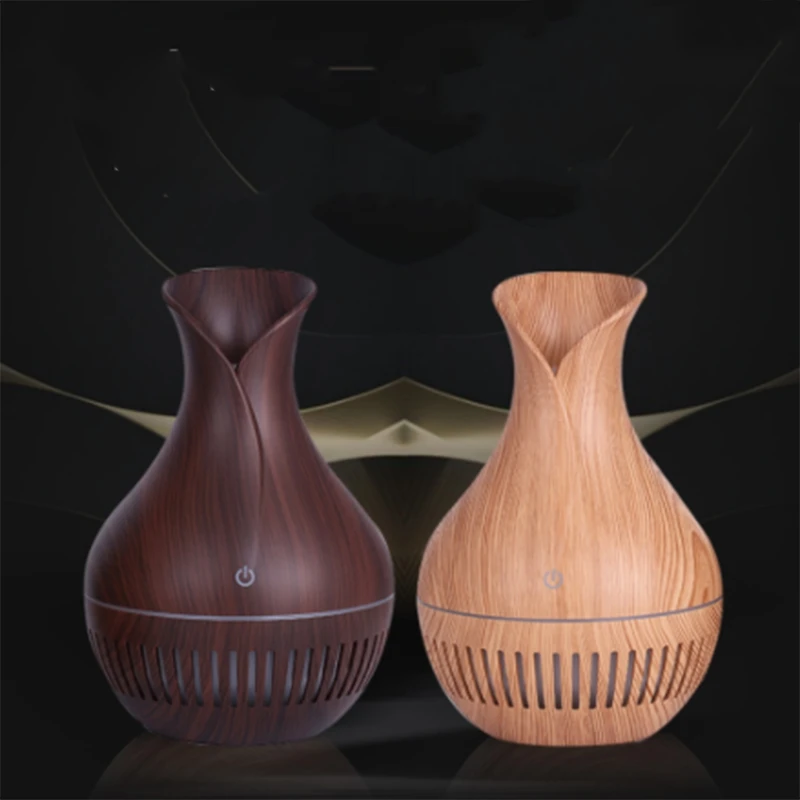 130Ml Air Humidifier Ultrasonic Usb Electric Aroma Essential Oil Diffuser Wood Grain Mist Maker Led Light for Home Dark Gra | Бытовая