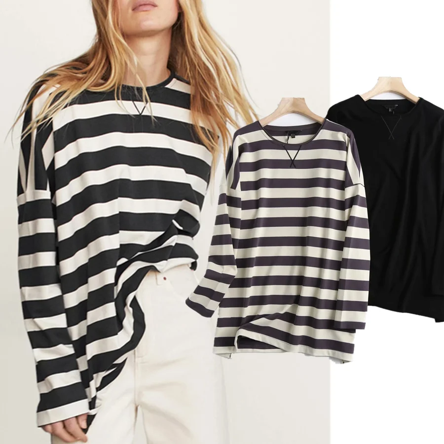 Withered Spring Summer England Vinatge Striped O-neck Oversize Loose Cotton boyfriend Hoodies Women Sweatshirt Pullovers Tops
Withered Spring Summer England Vinatge Striped O-neck Oversize Loose Cotton boyfriend Hoodies Women Sweatshirt Pullovers Tops