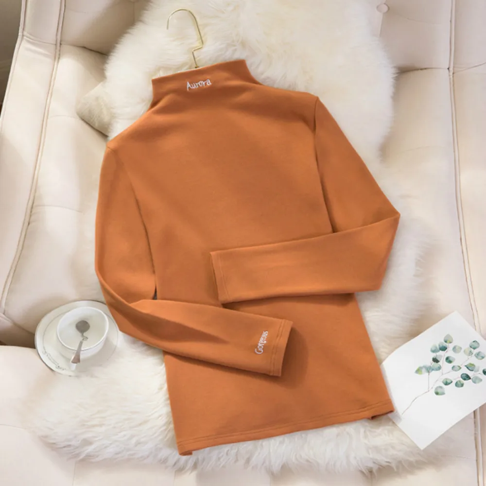 Autumn Winter Women Mock Neck Bottoming Sweater 2020 New Fashion Letter Embroidery Fleece Pullovers Female Casual Slim Jumpers
Autumn Winter Women Mock Neck Bottoming Sweater 2020 New Fashion Letter Embroidery Fleece Pullovers Female Casual Slim Jumpers