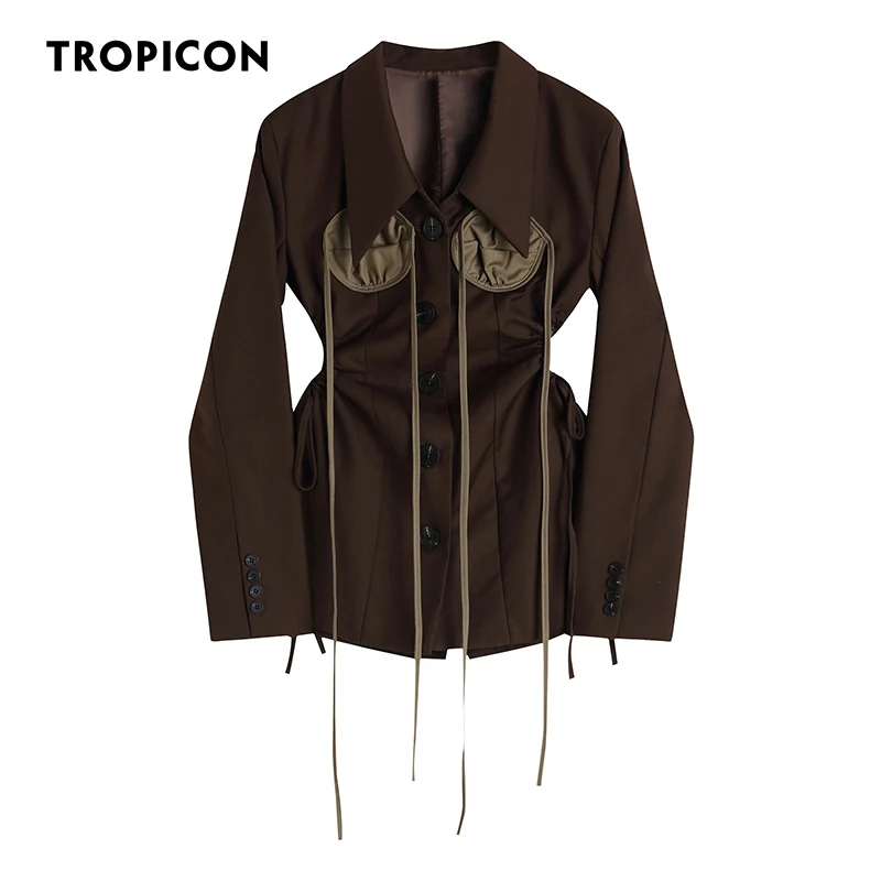 Женская ажурная осенняя куртка TROPICON, дизайнерское пальто с коричневой лентой, длинная куртка, 2021
Женская ажурная осенняя куртка TROPICON, дизайнерское пальто с коричневой лентой, длинная куртка, 2021