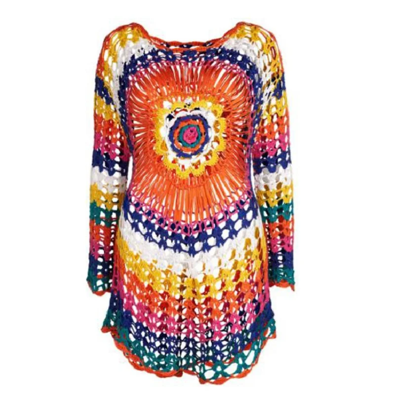 Women's Embroidered Beach Skirt Hook Flower Hollow Out Blouse Beach Knitted Blouse Long Sleeve Bikini Rainbow Sunscreen
Women's Embroidered Beach Skirt Hook Flower Hollow Out Blouse Beach Knitted Blouse Long Sleeve Bikini Rainbow Sunscreen