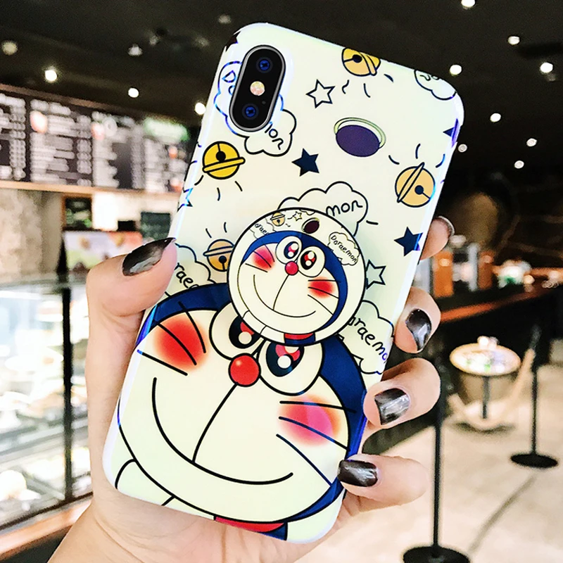 Для iphone 11 3D Blue Ray Doraemon мультяшный Мягкий силиконовый чехол с кронштейном для 6 6S plus
