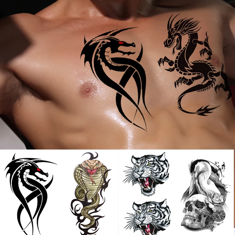 Dragon Skull Waterproof Body Temporary Tattoo Sticker Chest Leg Arm Tatto Stickers Men Boy Tiger Lion Snake Art Decals Fake Tato
Dragon Skull Waterproof Body Temporary Tattoo Sticker Chest Leg Arm Tatto Stickers Men Boy Tiger Lion Snake Art Decals Fake Tato