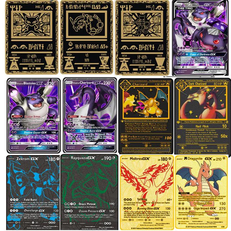 Pokemon Metal Gold английские карточки Gx боевая игра, игрушки, блуза, Charizard, коллекционные игрушки для детей
Pokemon Metal Gold английские карточки Gx боевая игра, игрушки, блуза, Charizard, коллекционные игрушки для детей