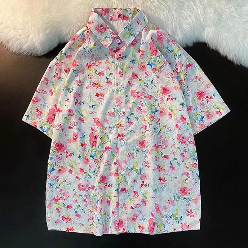 New Summer Shirt Women Harajuku Floral Print Blouse Loose Short Sleeve Casual Single Breasted Straight Oversize Color Female
New Summer Shirt Women Harajuku Floral Print Blouse Loose Short Sleeve Casual Single Breasted Straight Oversize Color Female