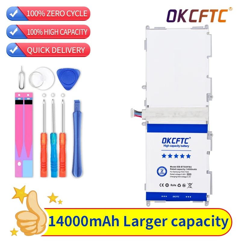 OKCFTC Original Tablet Battery EB-BT530FBC EB-BT530FBU 14000mAh For Galaxy Tab 4 SM-T530 T533 T535 T531 T535 T537 EB-BT530FBE
OKCFTC Original Tablet Battery EB-BT530FBC EB-BT530FBU 14000mAh For Galaxy Tab 4 SM-T530 T533 T535 T531 T535 T537 EB-BT530FBE