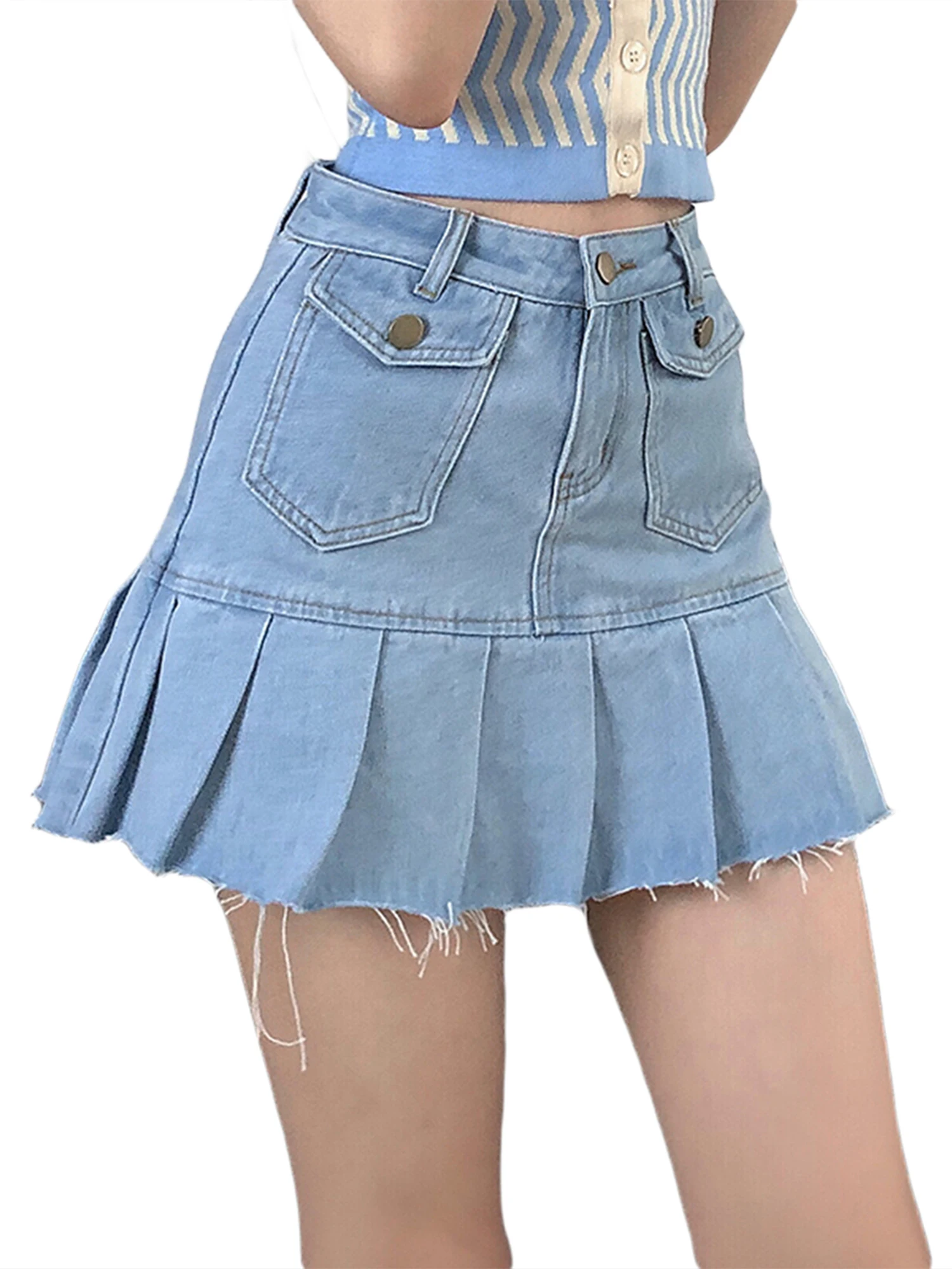 2021 Womens Korean Solid Color Denim Skirt Fashion High-waist Frayed A-line Pleated Short Skirt
2021 Womens Korean Solid Color Denim Skirt Fashion High-waist Frayed A-line Pleated Short Skirt