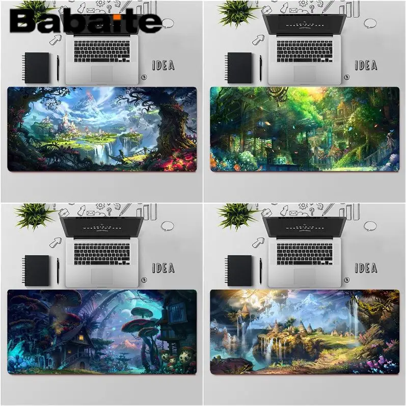 Высококачественный игровой коврик для мыши Babaite с аниме фантазийным ландшафтом