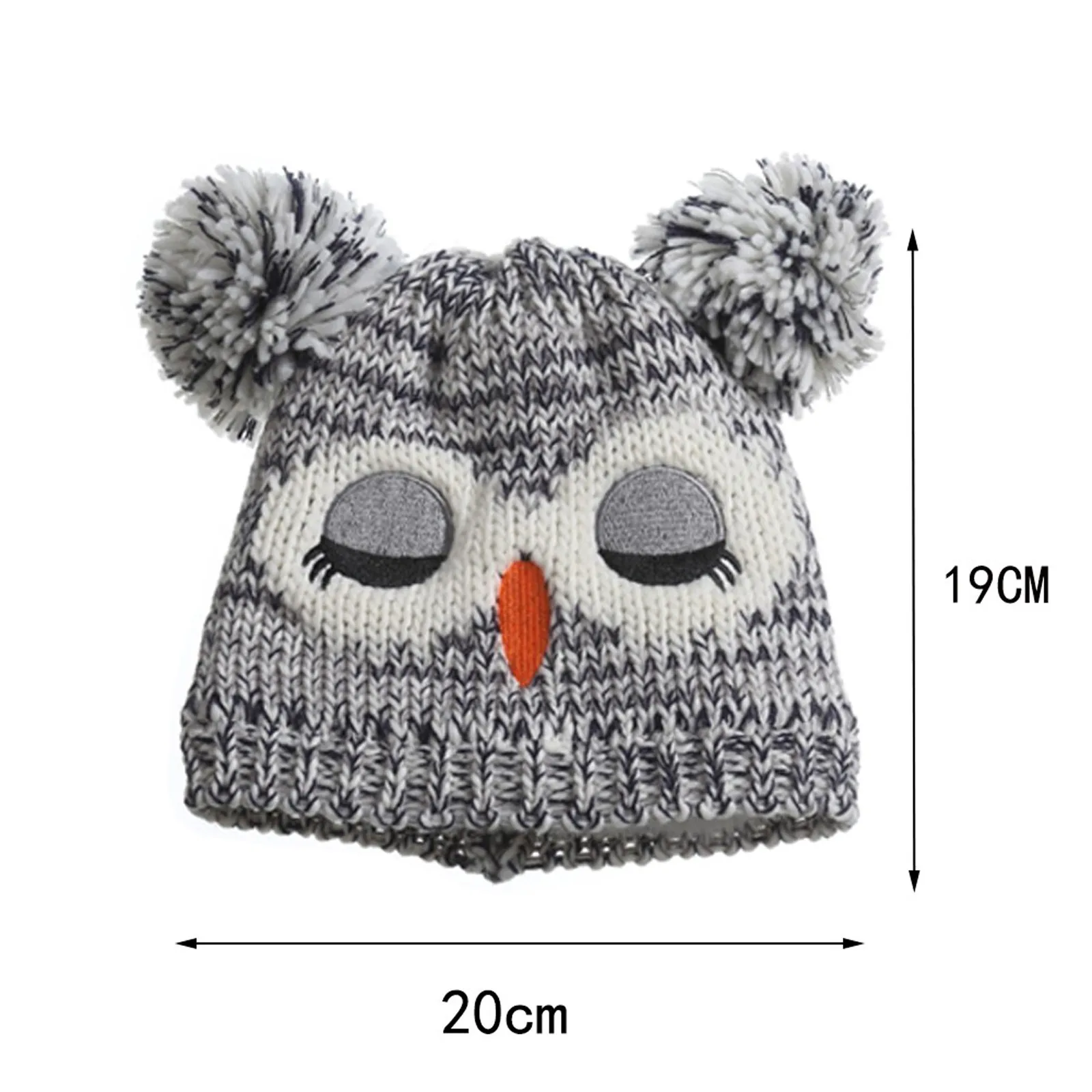 

Children Neutral Owl Cartoons Hats Outdoor Keep Warm Winter Autumn knitted Woolen Hat WIth Two Pompom For Boys Girlssombrero