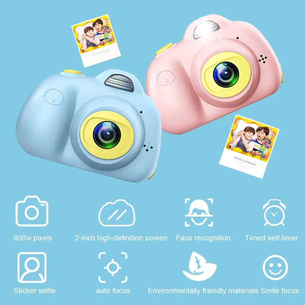 

8.0MP Dual Children Camera 2.0" LCD Screen Kids Digital Camera Cute Birthday/Christmas Gift Full HD 1080P Mini Study Toy Cameras