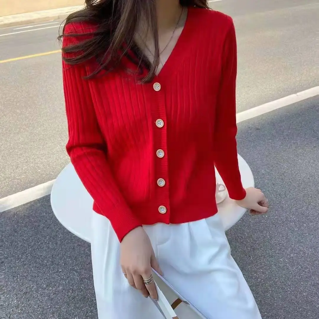 Women V-neck Knitting Sweater Cardigan Autumn Fashion Long Sleeve Crop Top Female Elegant Slim Sweaters Solid Color Coat Womens
Women V-neck Knitting Sweater Cardigan Autumn Fashion Long Sleeve Crop Top Female Elegant Slim Sweaters Solid Color Coat Womens