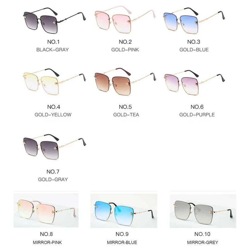 zonnebril dames Fashion Women Sunglasses Oversize Sun glasses Square Bee Lady Glasses Gradient Sun Glasses Female UV400 
zonnebril dames Fashion Women Sunglasses Oversize Sun glasses Square Bee Lady Glasses Gradient Sun Glasses Female UV400