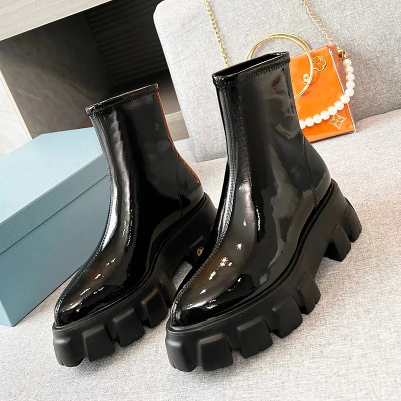 2021 Spring Autumn New Flat Women's Short Boots Patent Leather High Top Design Pointed Toe Boots Fashion Elegant Non-Slip Shoes
2021 Spring Autumn New Flat Women's Short Boots Patent Leather High Top Design Pointed Toe Boots Fashion Elegant Non-Slip Shoes