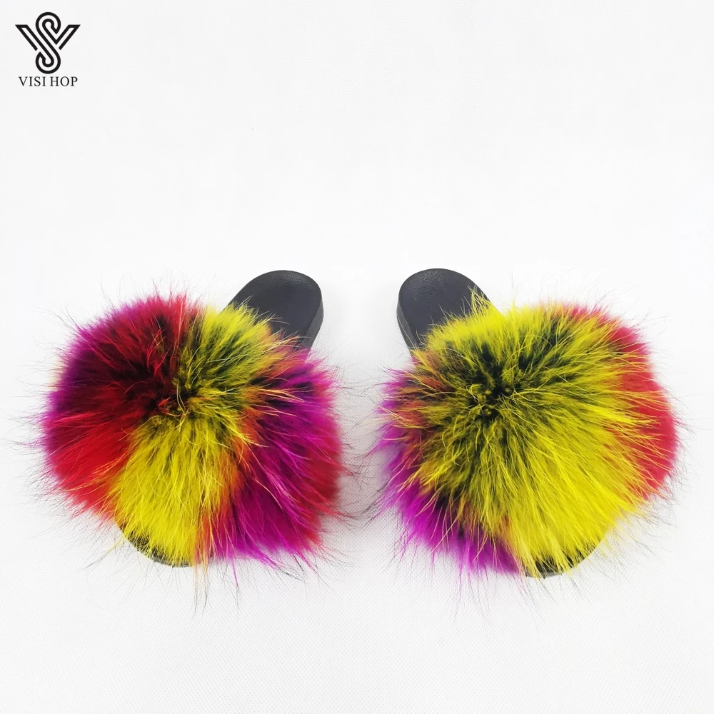 VS100003 Women Fashion Style Slides Real Raccoon Fur Multicolor Slipper Summer Indoor Fluffy Fur Sandals
VS100003 Women Fashion Style Slides Real Raccoon Fur Multicolor Slipper Summer Indoor Fluffy Fur Sandals