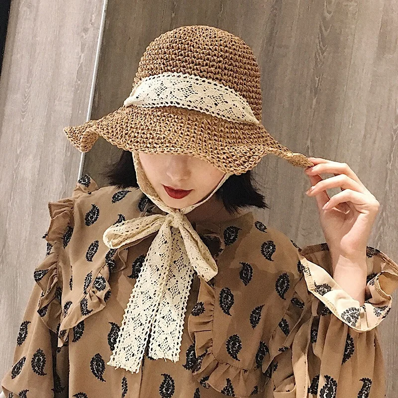 Korean Version of The Foldable Handmade Ladies Straw Hat Summer Lace Strap Big Brim Sea Sun Hat Sunscreen Holiday Beach Hat
Korean Version of The Foldable Handmade Ladies Straw Hat Summer Lace Strap Big Brim Sea Sun Hat Sunscreen Holiday Beach Hat