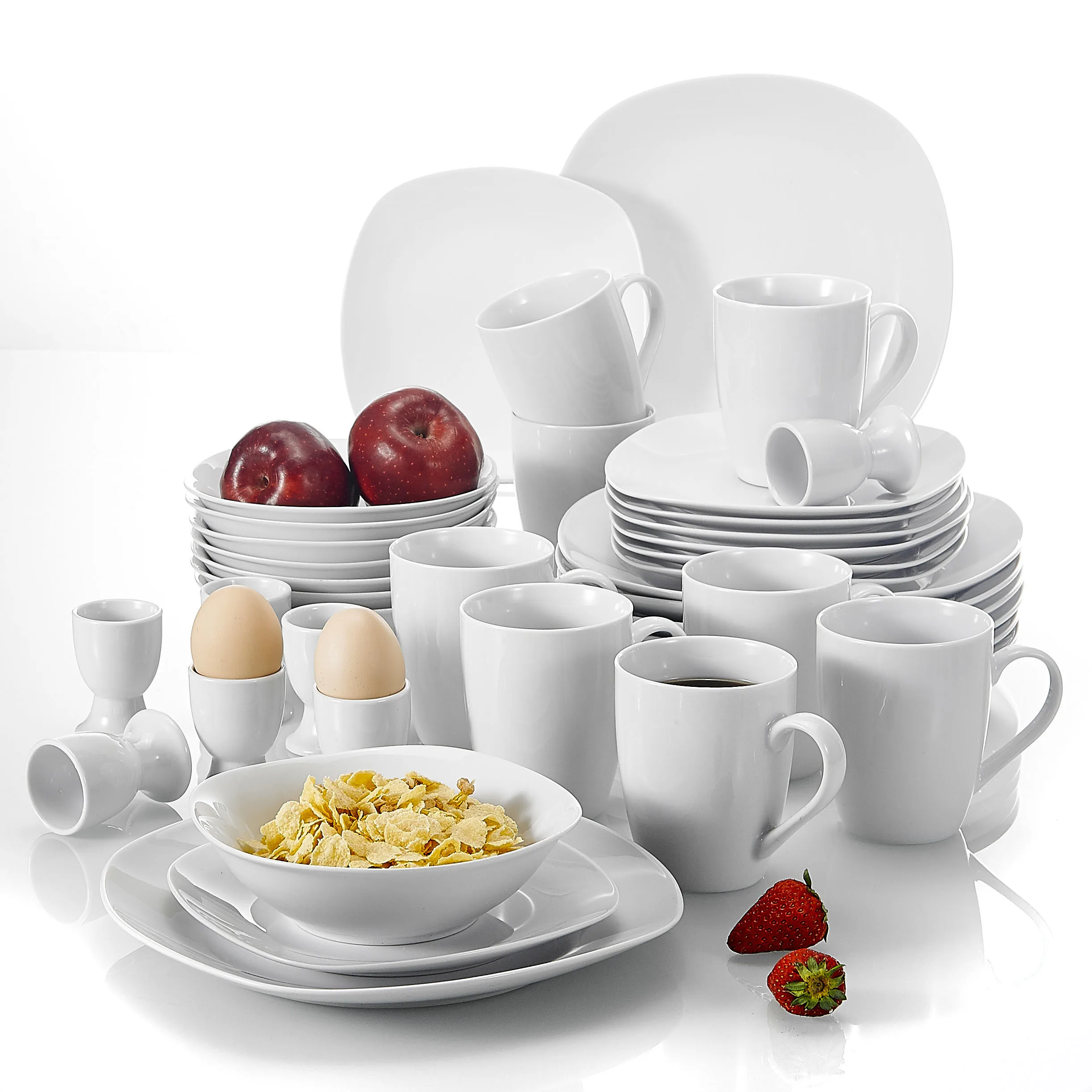 40-Piece Porcelain Dinnerware Set with Dinner Plates Soup Bowl Dessert Plate Cups Egg Stand Cup Service for 8
40-Piece Porcelain Dinnerware Set with Dinner Plates Soup Bowl Dessert Plate Cups Egg Stand Cup Service for 8