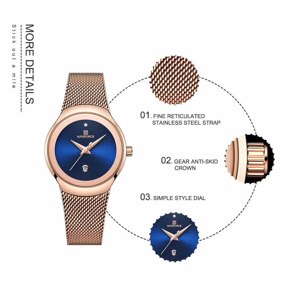 Top NAVIFORCE Luxury Brand Watch Women Fashion Dress Quartz Watch Ladies Steel Mesh Strap Simple Girl Watches Relogio Feminino
Top NAVIFORCE Luxury Brand Watch Women Fashion Dress Quartz Watch Ladies Steel Mesh Strap Simple Girl Watches Relogio Feminino