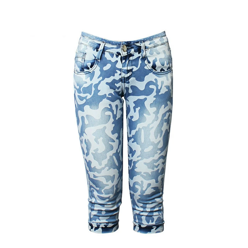 2020 Big Size Women Casual Jeans Summer Camouflage Cotton Denim Pants Vintage Elastic Slim Fit Skinny Knee Length Jean Plus Size
2020 Big Size Women Casual Jeans Summer Camouflage Cotton Denim Pants Vintage Elastic Slim Fit Skinny Knee Length Jean Plus Size