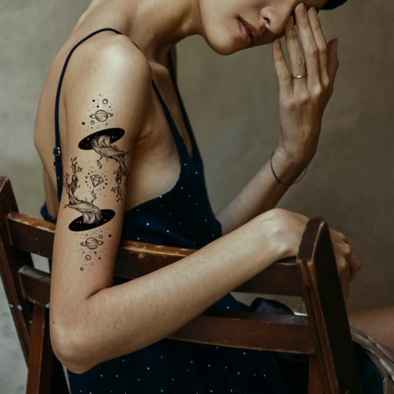 Cosmic Four-dimensional Space Tree Temporary Tattoo Stickers Diamond Fake Tattoos Waterproof Tatoos Arm Large Size for Women Men
Cosmic Four-dimensional Space Tree Temporary Tattoo Stickers Diamond Fake Tattoos Waterproof Tatoos Arm Large Size for Women Men