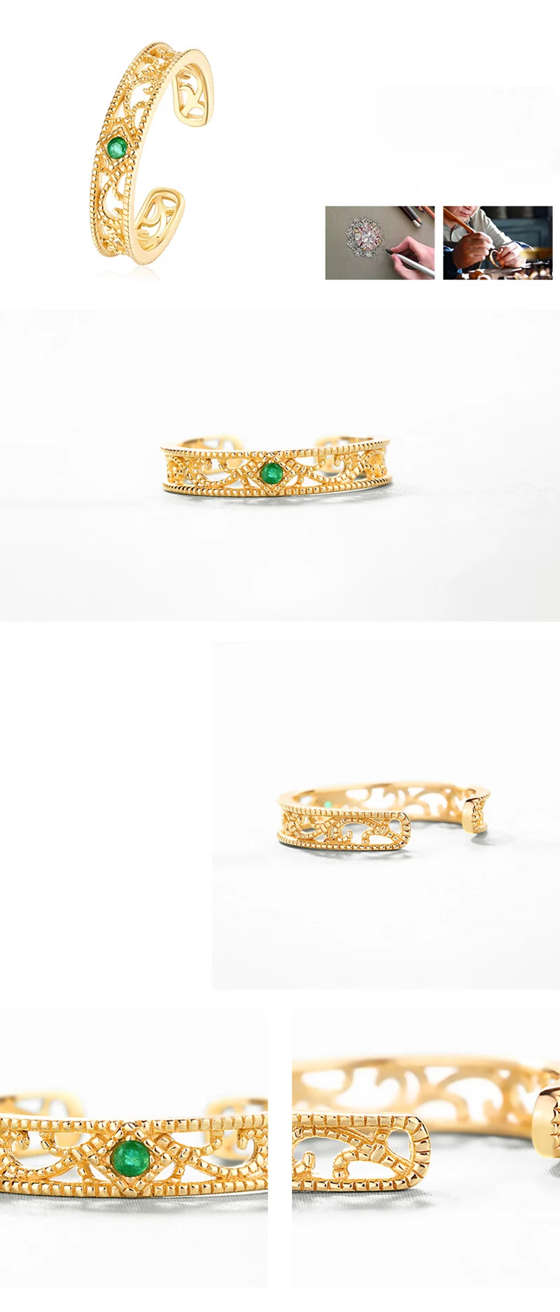 Vintage lace striped lace hollow open ring 925 silver plated emerald female ring 210306-26
Vintage lace striped lace hollow open ring 925 silver plated emerald female ring 210306-26