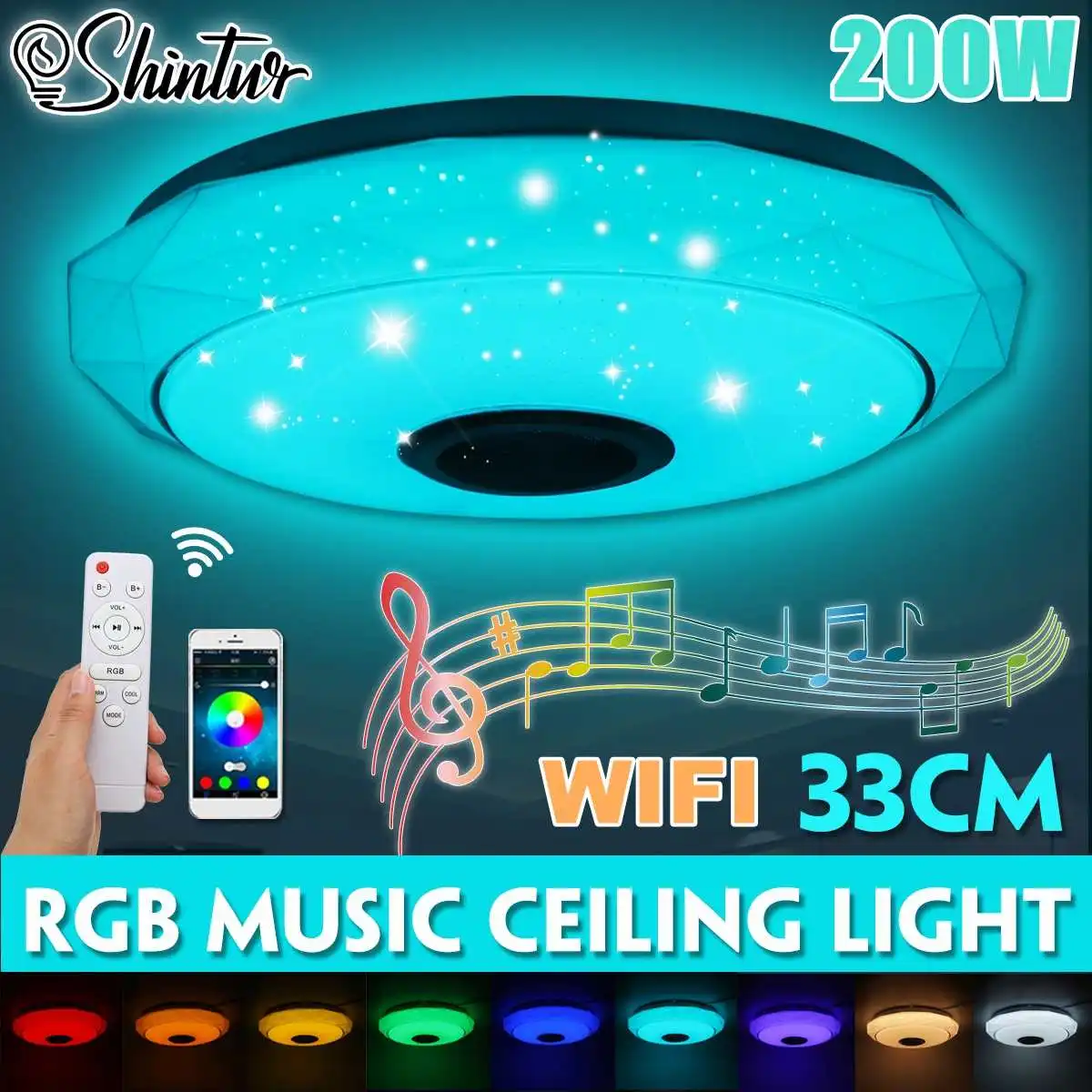 200W WiFi Modern RGB LED Ceiling Light Home Lighting APP bluetooth Music Light Bedroom Lamp Smart Ceiling Lamp Remote Control
200W WiFi Modern RGB LED Ceiling Light Home Lighting APP bluetooth Music Light Bedroom Lamp Smart Ceiling Lamp Remote Control