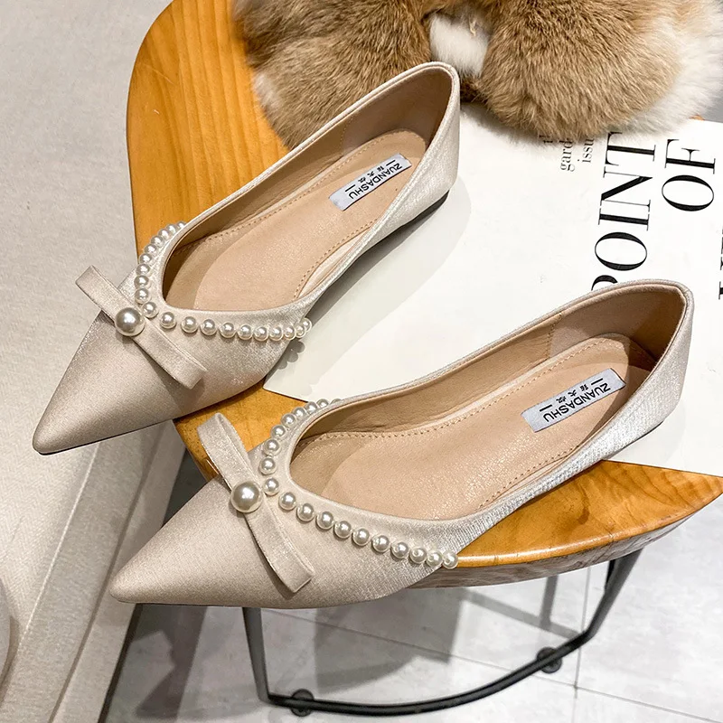 2021 Summer New Temperament Pointed Toe Single Shoes Women's Pearl Bowknot Dress Shoes Casual Comfortable Breathable Flat Shoes
2021 Summer New Temperament Pointed Toe Single Shoes Women's Pearl Bowknot Dress Shoes Casual Comfortable Breathable Flat Shoes