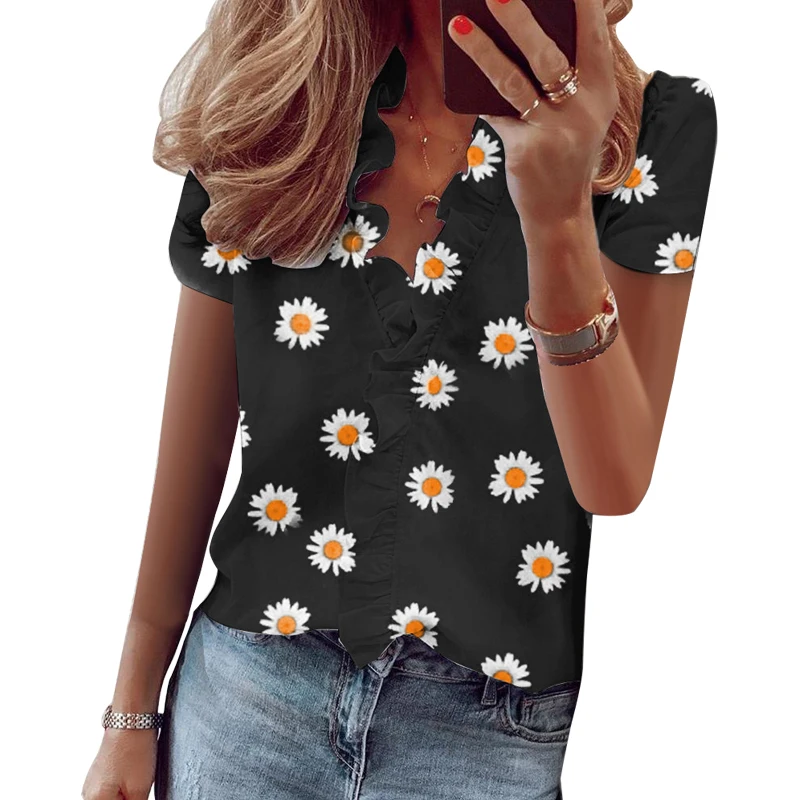 Floral Print Ruffle Patchwork Short Sleeve V Neck Tops And Blouses Women Casual Elegant Streetwear Plus Size Office Shirt
Floral Print Ruffle Patchwork Short Sleeve V Neck Tops And Blouses Women Casual Elegant Streetwear Plus Size Office Shirt