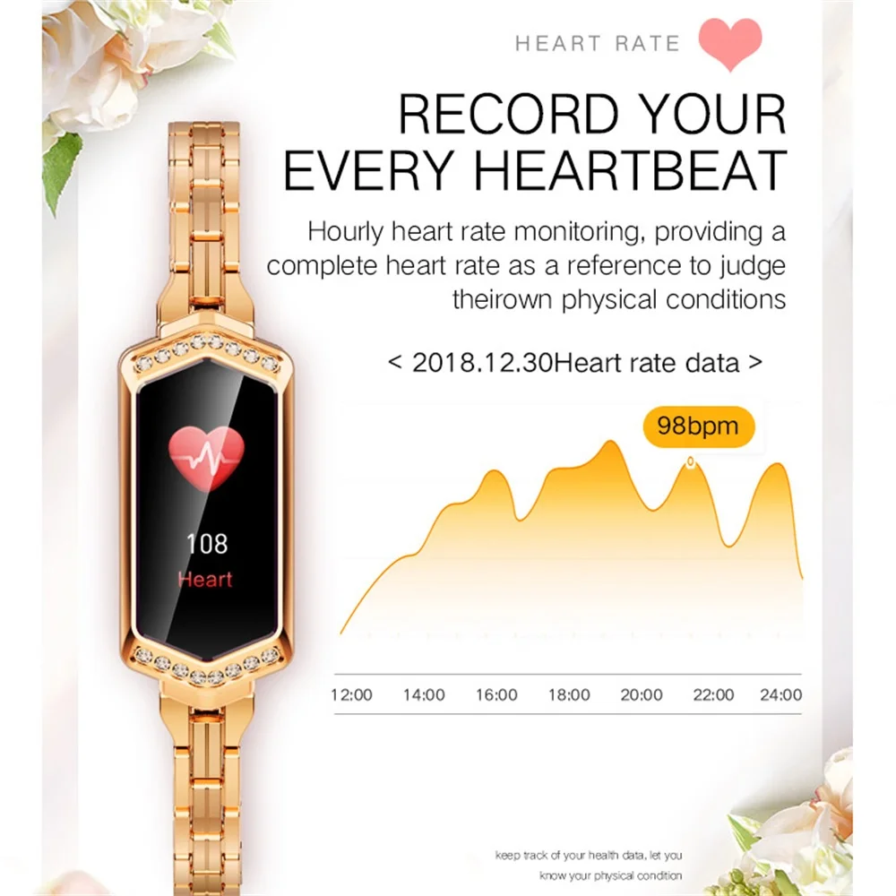 B78 Смарт-часы для женщин фитнес-браслет трекер сердечного ритма монитор